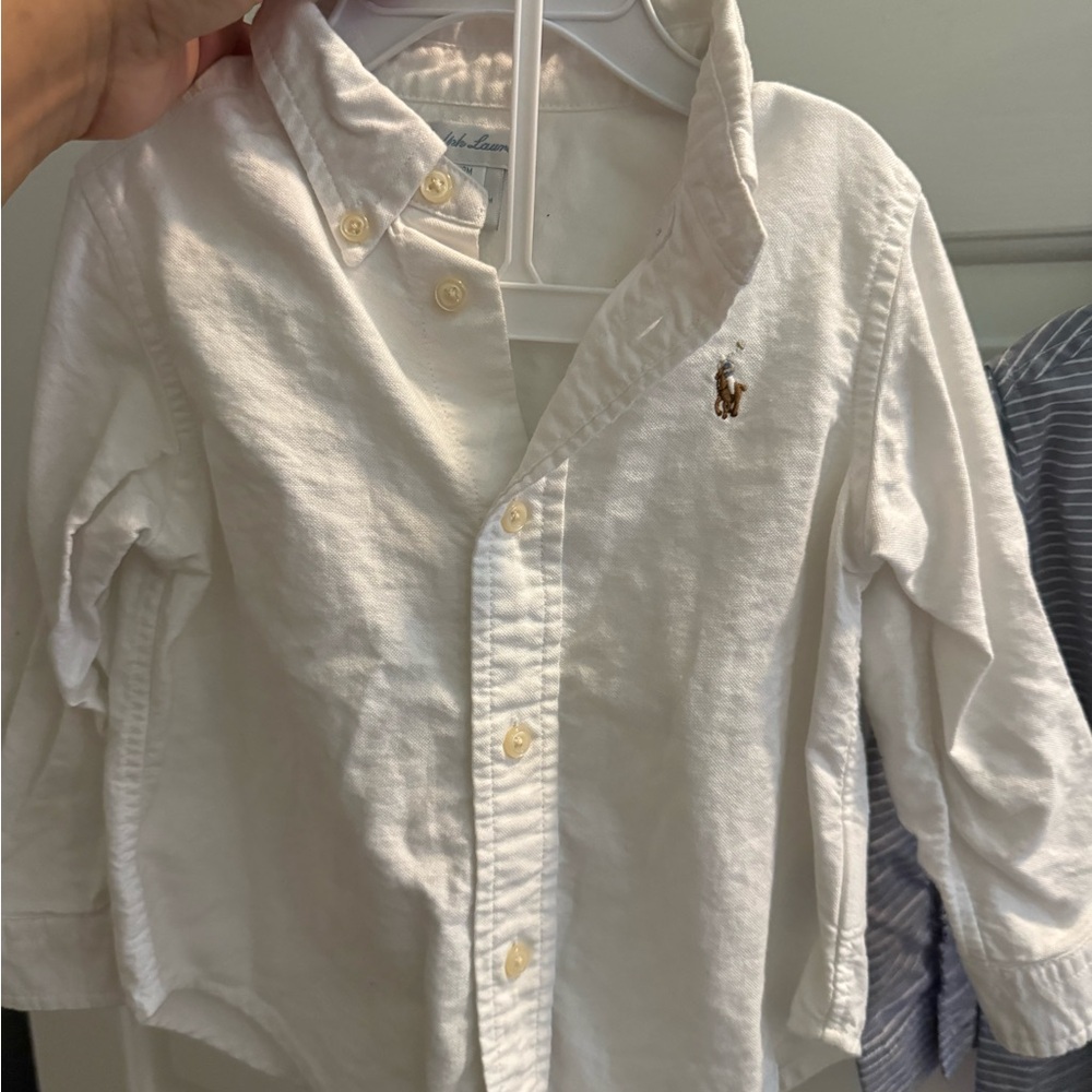 Ralph Lauren White Button Down Long Sleeve Kids Shirt